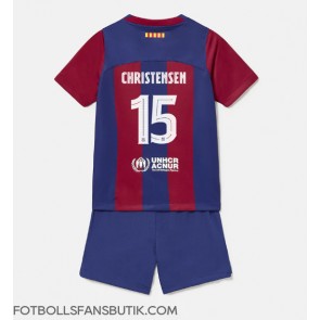 Barcelona Andreas Christensen #15 Replika Hemmatröja Barn 2023-24 Kortärmad (+ Korta byxor)